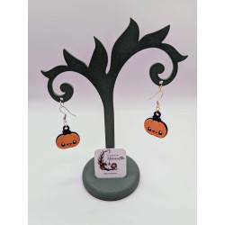 Boucle d'Oreille "Miss trouille" | Citrouille Kawaii Orange | Bijou Halloween