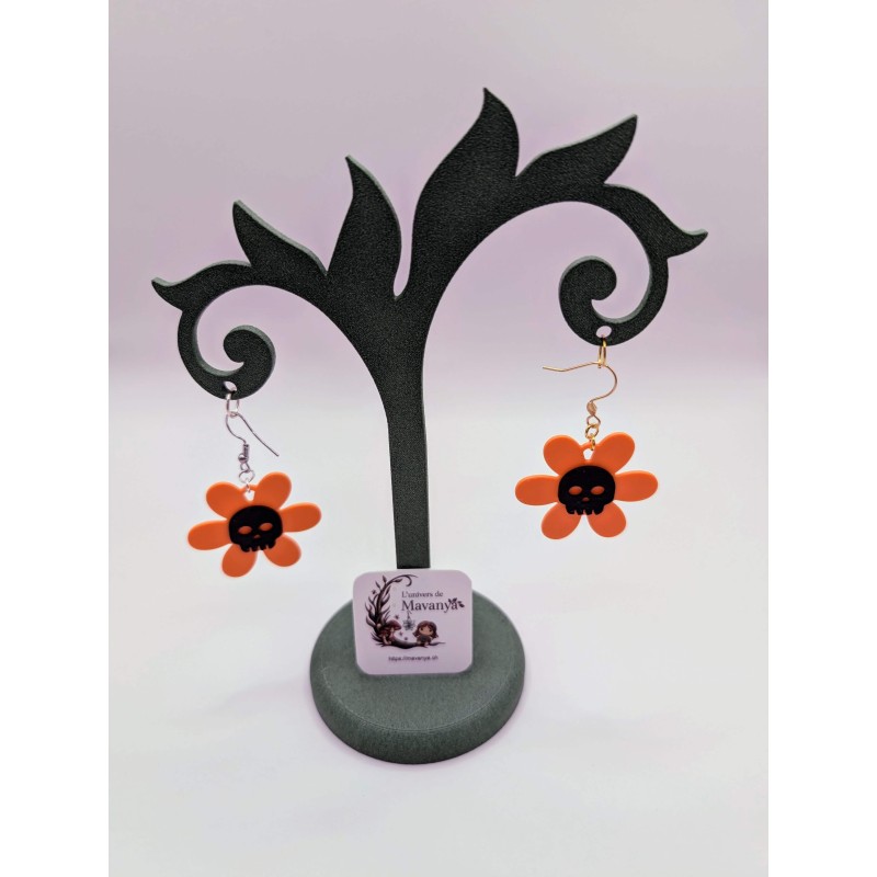 Boucle d'Oreille "Fleur mortelle" | Crâne & Fleur | Bijou Halloween Boucle d'Oreille "Fleur mortelle" | Crâne & Fleur | Bijou Halloween