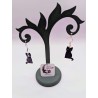 Boucle d'Oreille "Duo félin Catacombs" | Chat Squelette & Noir Asymétrique