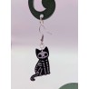 Boucle d'Oreille "Duo félin Catacombs" | Chat Squelette & Noir Asymétrique