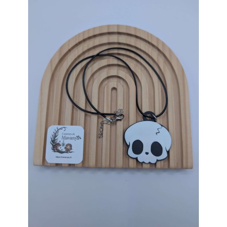 Collier Pendentif "Sweet Skull" | Crâne Kawaii Noir & Blanc sur Cordon