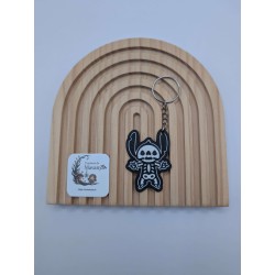 Porte-clé Goth Stitch | Stitch Squelette Noir & Blanc | Accessoire Dark Kawaii