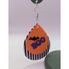 Boucle d'Oreille "Big Boo" | Goutte Halloween Rayée Orange et Noir