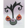 Boucle d'Oreille "Big Boo" | Goutte Halloween Rayée Orange et Noir
