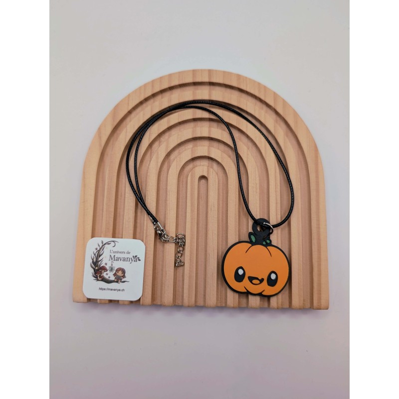 Collier Pendentif "Miss Trouille" | Citrouille Kawaii Orange | Bijou Halloween Collier Pendentif "Miss Trouille" | Citrouille Kawaii Orange | Bijou Halloween