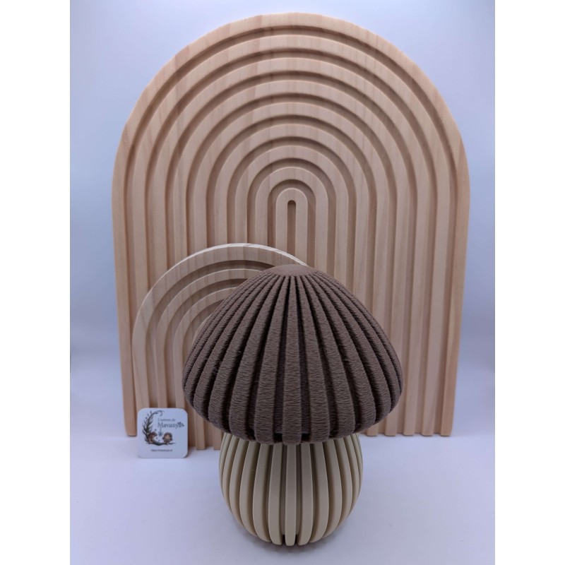 Grand Champignon Décoratif Marron & Beige - Pièce Maîtresse 3D | https://mavanya.ch