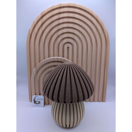 Grand Champignon Décoratif Marron & Beige - Pièce Maîtresse 3D | https://mavanya.ch
