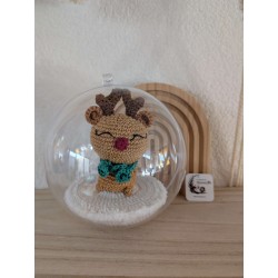 Boule de Noël Rudolph Amigurumi - Renne au Nez Rouge Fait Main