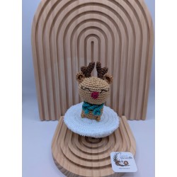 Boule de Noël Rudolph Amigurumi - Renne au Nez Rouge Fait Main