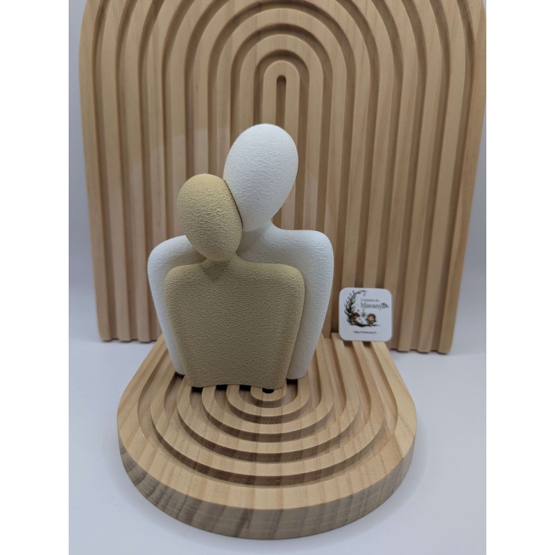 Âmes Sœurs - Sculpture Couple Minimaliste - Décoration Romantique 3D - Finition Sablée