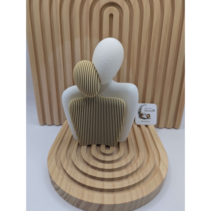 Nuances d'Amour - Sculpture Couple Bi-Texture - Design 3D Complémentaire - Cadeau Saint-Valentin