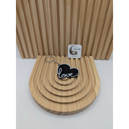 Porte-clé "Amour Toujours" - Coeur Love Noir & Blanc