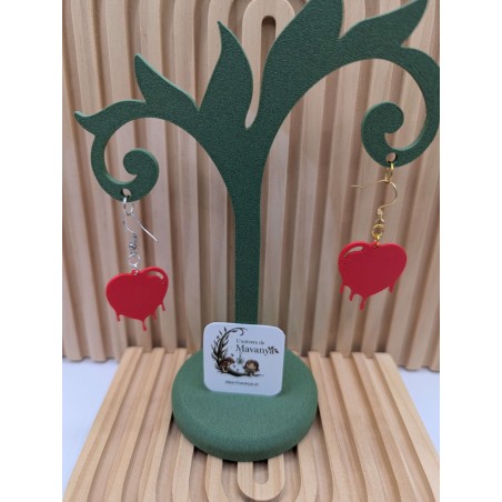 Boucles d'Oreilles "Cœur Fondant" | Design Rouge 3D