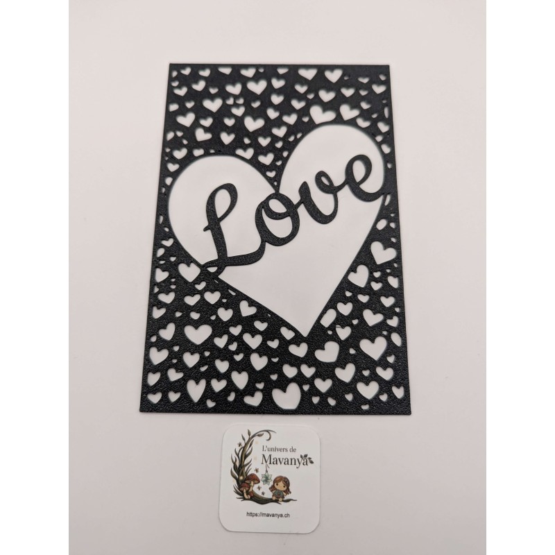 Insert Lanterne Modulaire – Motif "Cœur de Love" – Calligraphie Love & Cœurs Ajourés 3D