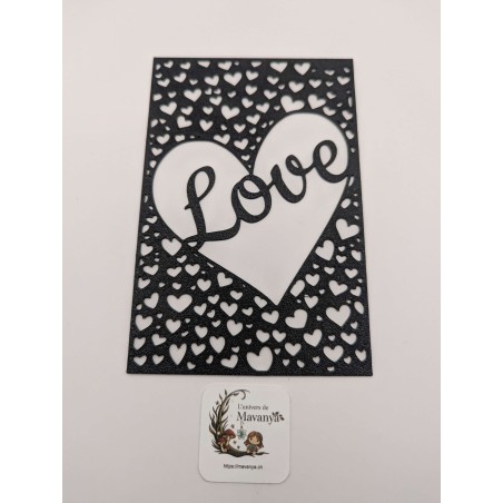 Insert Lanterne Modulaire – Motif "Cœur de Love" – Calligraphie Love & Cœurs Ajourés 3D