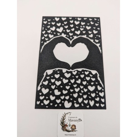 Insert Lanterne Modulaire – Motif "Signe de Cœur" – Geste des Mains & Pluie de Cœurs 3D