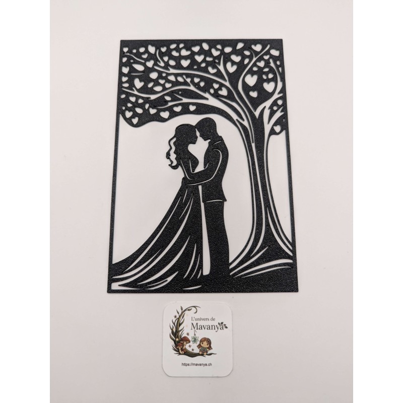 Insert Lanterne Modulaire – Motif "Amour Éternel" – Silhouette Couple sous l'Arbre aux Cœurs 3D