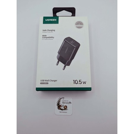 Chargeur Secteur USB UGREEN 10,5W - Adaptateur Compact 5V/2,1A - Noir Haute Qualité