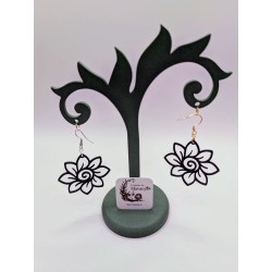 Boucle d'Oreille Spiral nocturne | Fleur Noire | Mandala Bohème Chic