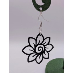 Boucle d'Oreille Spiral nocturne | Fleur Noire | Mandala Bohème Chic