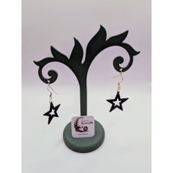 Boucle d'Oreille Star | Étoile Noire Ajourée | Bijou Minimaliste Rock