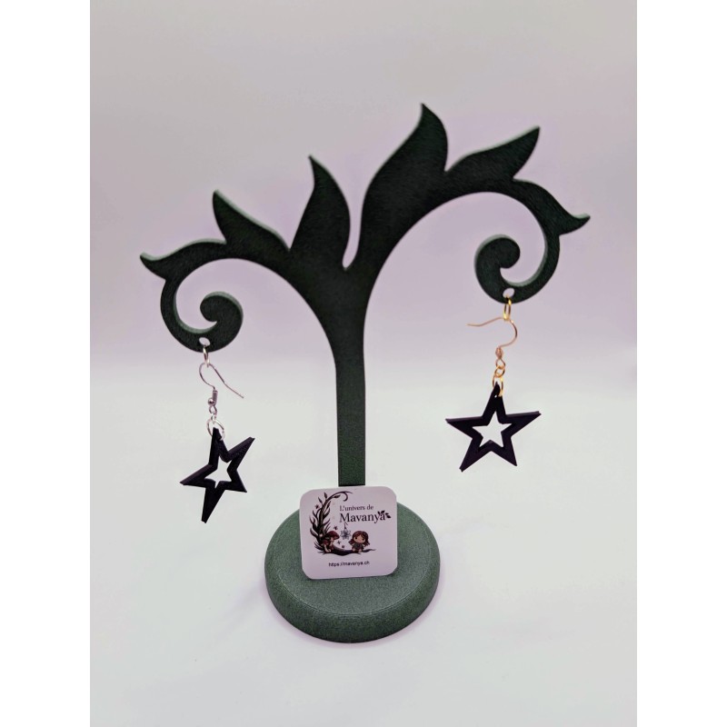 Boucle d'Oreille Star | Étoile Noire Ajourée | Bijou Minimaliste Rock Boucle d'Oreille Star | Étoile Noire Ajourée | Bijou Minimaliste Rock