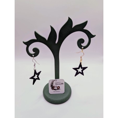 Boucle d'Oreille Star | Étoile Noire Ajourée | Bijou Minimaliste Rock