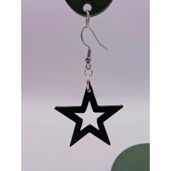 Boucle d'Oreille Star | Étoile Noire Ajourée | Bijou Minimaliste Rock