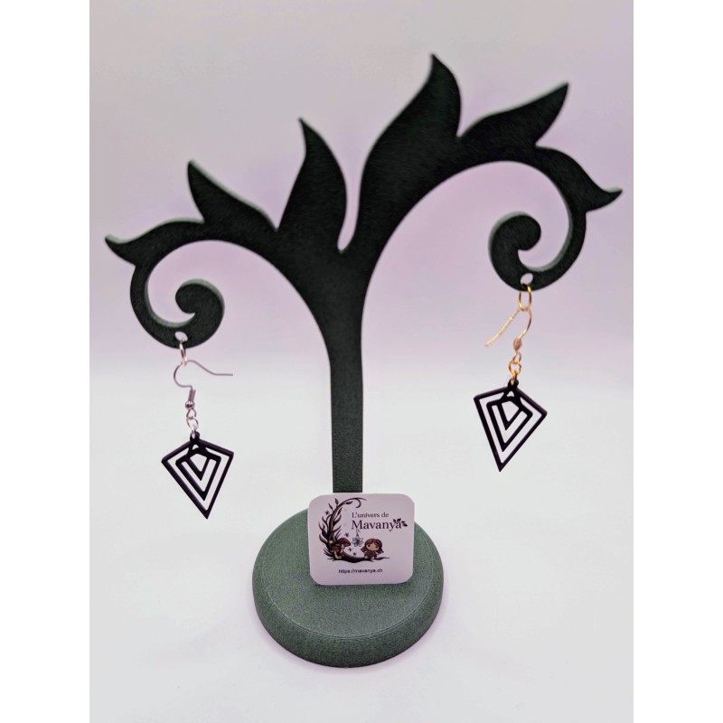 Boucle d'Oreille Diamant noir | Bijou Géométrique Minimaliste Boucle d'Oreille Diamant noir | Bijou Géométrique Minimaliste
