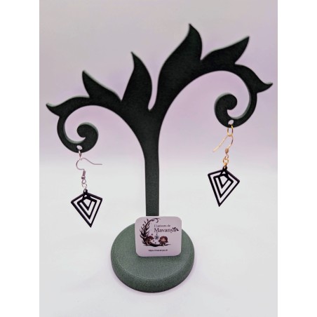 Boucle d'Oreille Diamant noir | Bijou Géométrique Minimaliste
