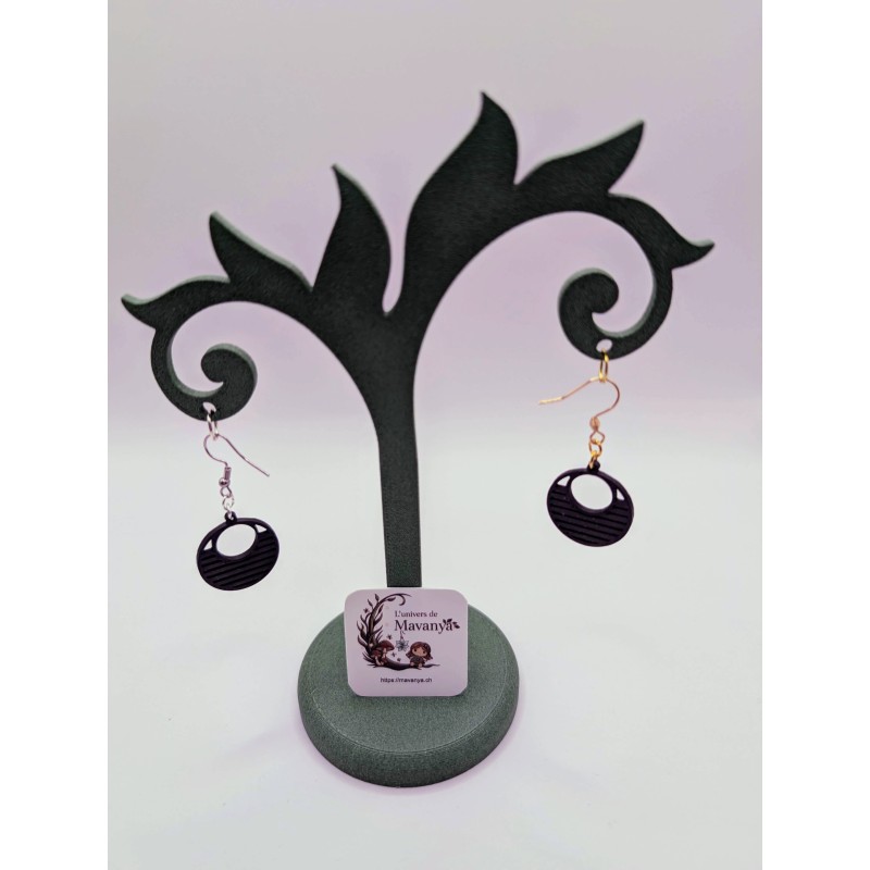 Boucle d'Oreille Horizon sombre | Bijou Géométrique Noir & Urbain Chic Boucle d'Oreille Horizon sombre | Bijou Géométrique Noir & Urbain Chic