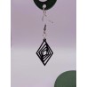 Boucle d'Oreille "Tunnel géométrique" | Bijou Minimaliste 3D & Graphique Noir