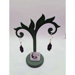 Boucle d'Oreille "Totem" | Bijou Graphique 3D Noir | Tribal & Futuriste