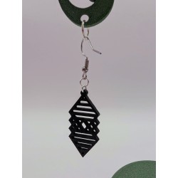 Boucle d'Oreille "Totem" | Bijou Graphique 3D Noir | Tribal & Futuriste
