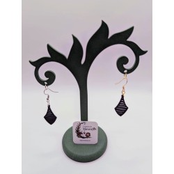 Boucle d'Oreille "Goutte Art Déco" | Bijou Graphique Noir & Rétro-Chic