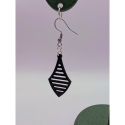 Boucle d'Oreille "Goutte Art Déco" | Bijou Graphique Noir & Rétro-Chic