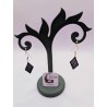 Boucle d'Oreille Rhombus Noir | Losange Géométrique Minimaliste & Graphique