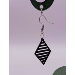 Boucle d'Oreille Rhombus Noir | Losange Géométrique Minimaliste & Graphique