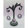 Boucle d'Oreille Clair de lune floral | Bijou Ethnique Noir & Blanc